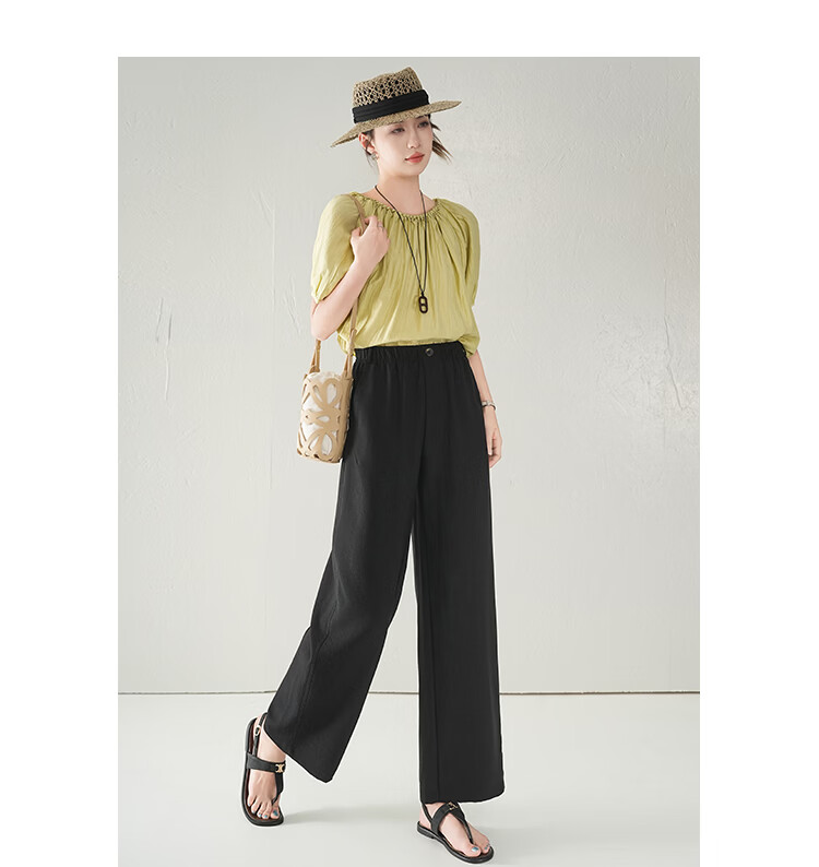 Free Style Women's Nine-Point Linen Wide-Leg Pants Summer Thin High Waist Slim Loose Cool Straight Casual Trousers 2026 New Arrival 19