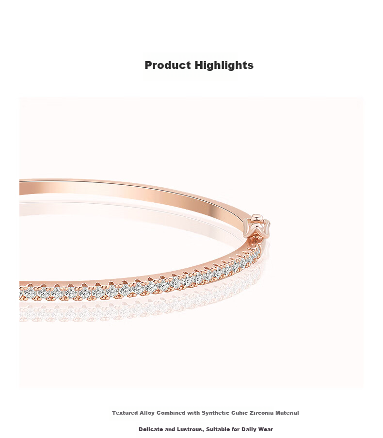 AJIDOU Fashion Simple Zircon Bracelet Bangle Jewelry Rose Gold Women's Day Gift for Girlfriend, Bestie, Wife 1