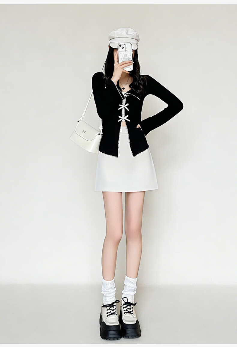 Xueqiman Women's Blazer Pencil Skirt 2026 Summer New High-Waist Slim Fit Petite A-Line Mini Skirt 13