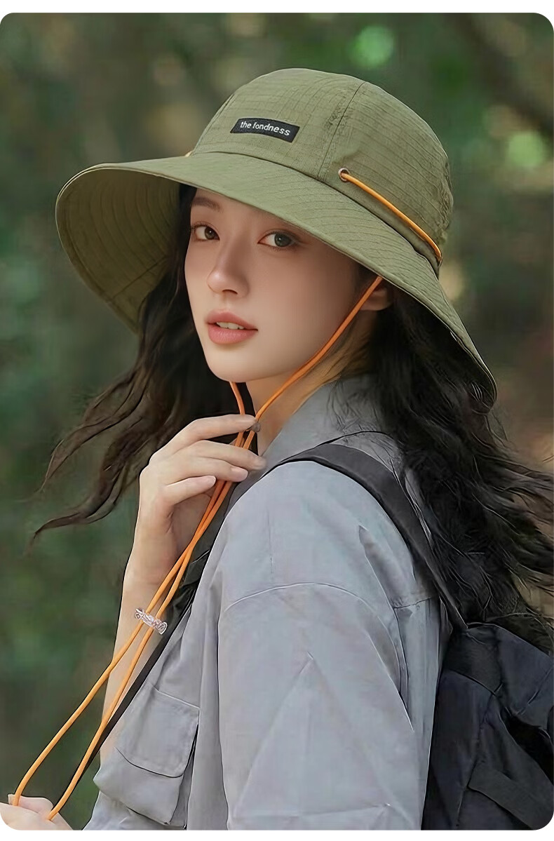 FitonTon Women's Summer Outdoor Mountaineering Sun Protection Hat Breathable Neck Guard UV Protection Embroidered Bucket Hat 8