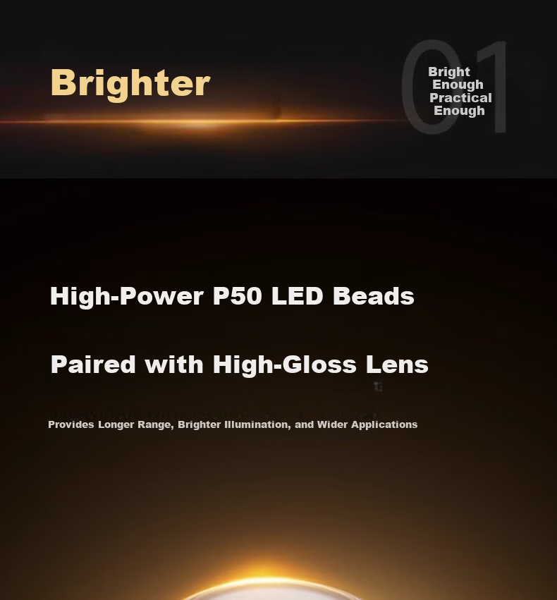 AUX High-Power Rechargeable LED Flashlight Outdoor Long-Range Portable Spotlight Solar Home Use 7