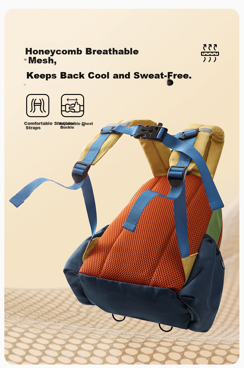 MR.ACE HOMME KIDS Children's Kindergarten Backpack Baby Outdoor Travel Lightweight Water-Resistant School Bag Blueberry Lime Juice Size S 7