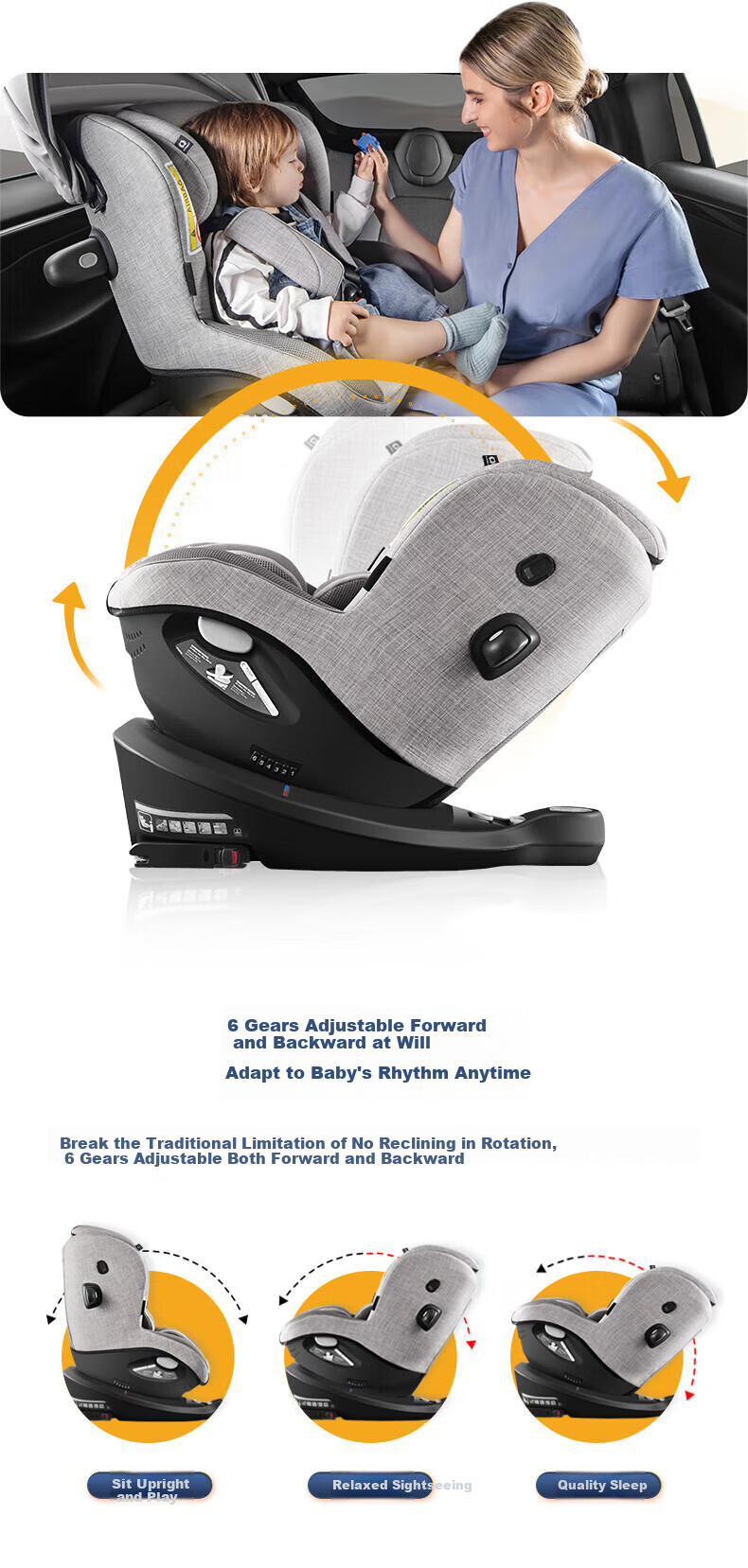 JOIE Child Safety Seat 0-4 Years ADAC Tested 360° Rotation i-Size Certified Gyro Warrior Pro Gray 12