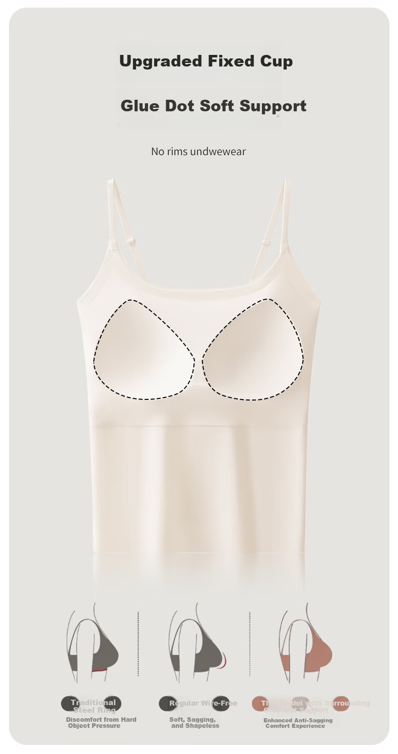LangSha Women's Camisole Tank Top with Built-In Bra Pads, Wearable As Outer Layer Or Inner Wear, Thin Ice Silk Backless Undershirt 4