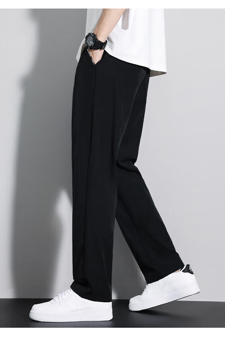 Warrior Men's Summer Thin Casual Pants Straight Wide-Leg Ice Silk Sports Versatile Long Pants 10