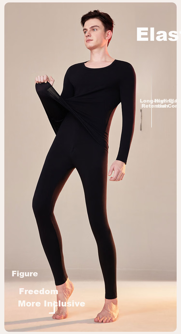 Ordifen [Modal Set] 7A Antibacterial Women's Thermal Underwear, Autumn And Winter Round Neck Base Layer, Black M 3