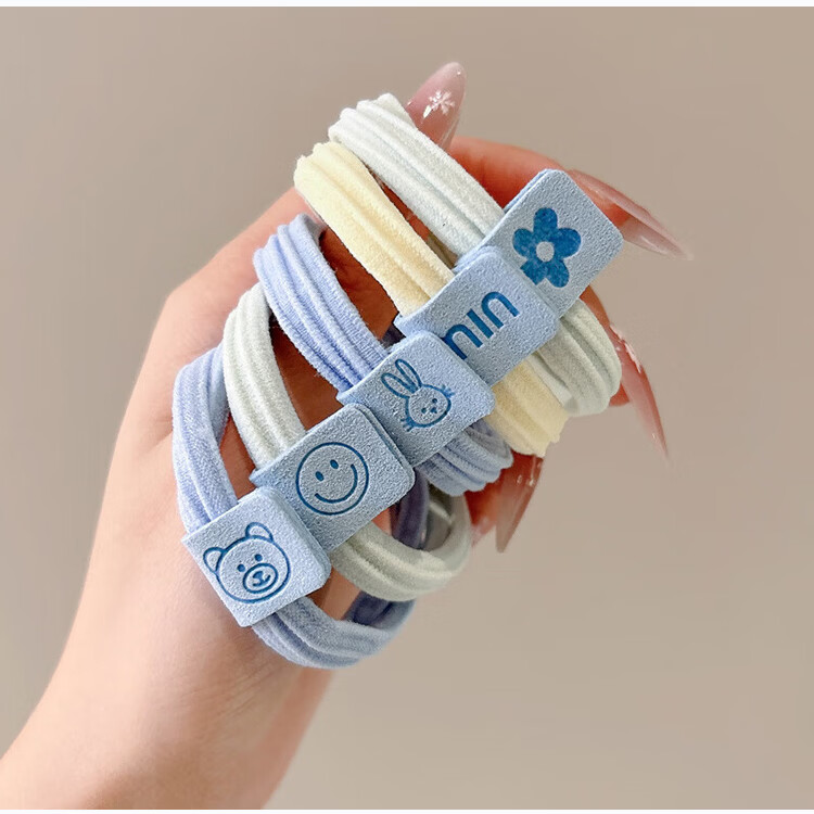 YeFeiLi Two-Piece Set Blue Comb Cushion Brush Hair Tie Massage Comb Long Hair Curling Brush Elastic Hair Band High Elasticity Hair Rope 4