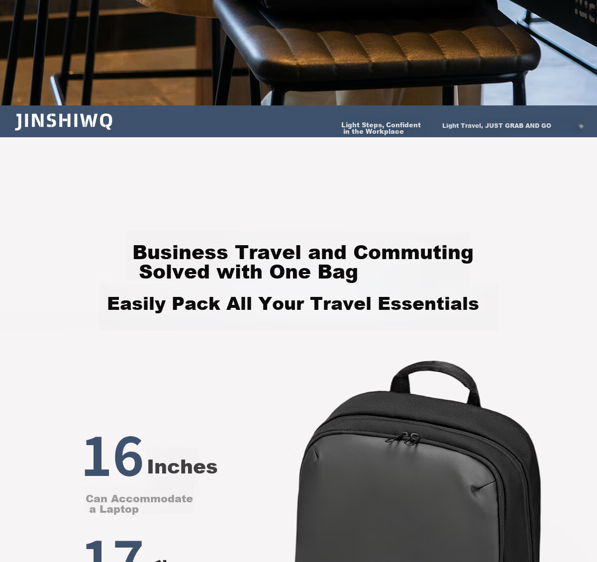 JINSHIWQ Laptop Backpack, Women's Large Capacity 16-Inch Notebook Bag, Fashionable Commuter Schoolbag, Travel Business Trip Bag 9