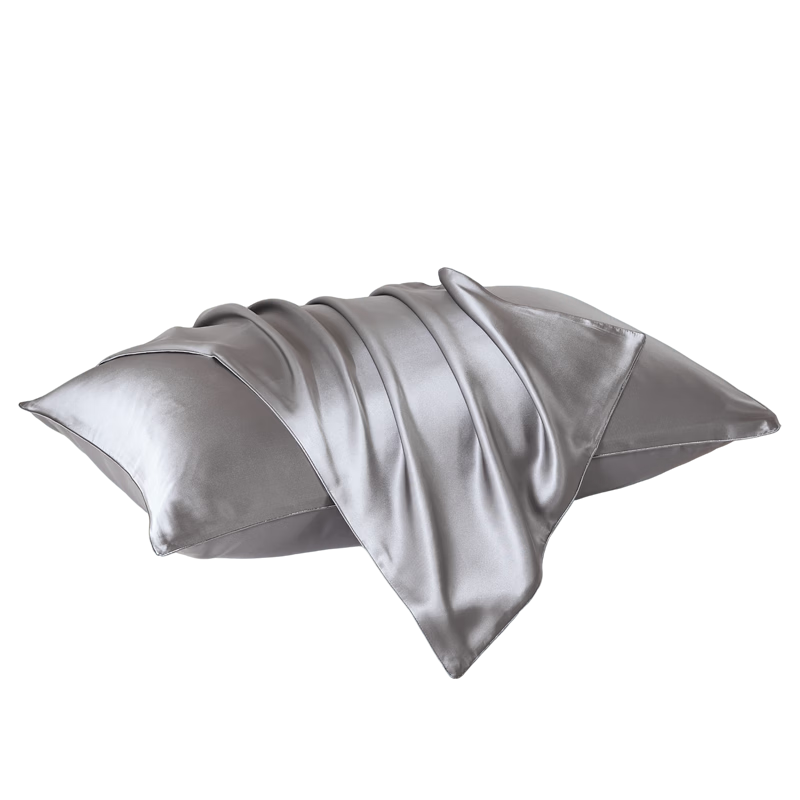 Taihuxue Solid Color Adult Silk Pillowcase, Silk Fabric, Smooth And Soft for All Seasons, Glacier Gray, 48*74