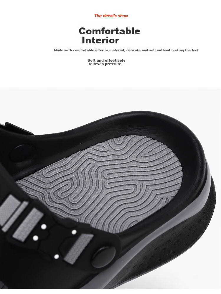 Senma Men's Summer Slippers Soft Sole Outdoor Sports Non-Slip Sandals Dual-Use Black Gray Size 40-41 5