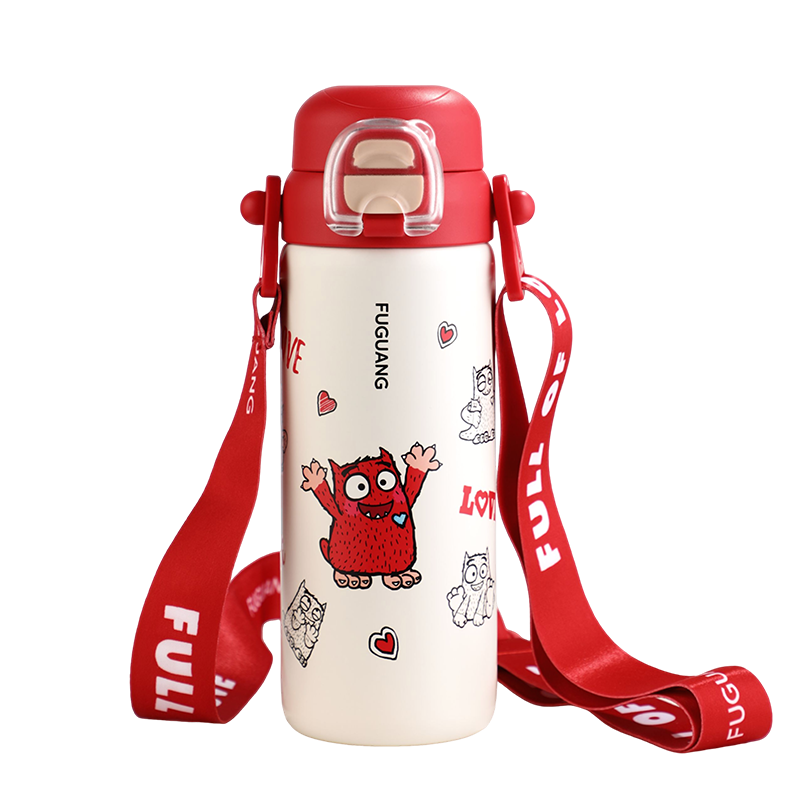 FGA Fuguang Children's Insulated Cup, 316L Stainless Steel, Stylish Design for Students, Large Capacity Water Bottle with Straw for Men And Women, 0.5L