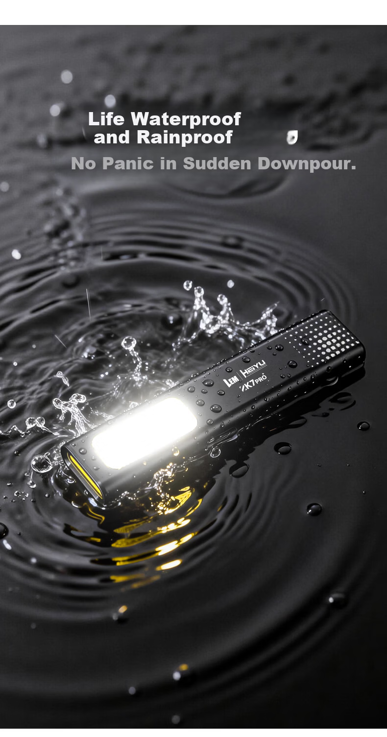 LEM Ultra-thin High Brightness Flashlight Small Portable Rechargeable Outdoor Hiking Mountaineering EDC Mini Magnetic Work Light 15
