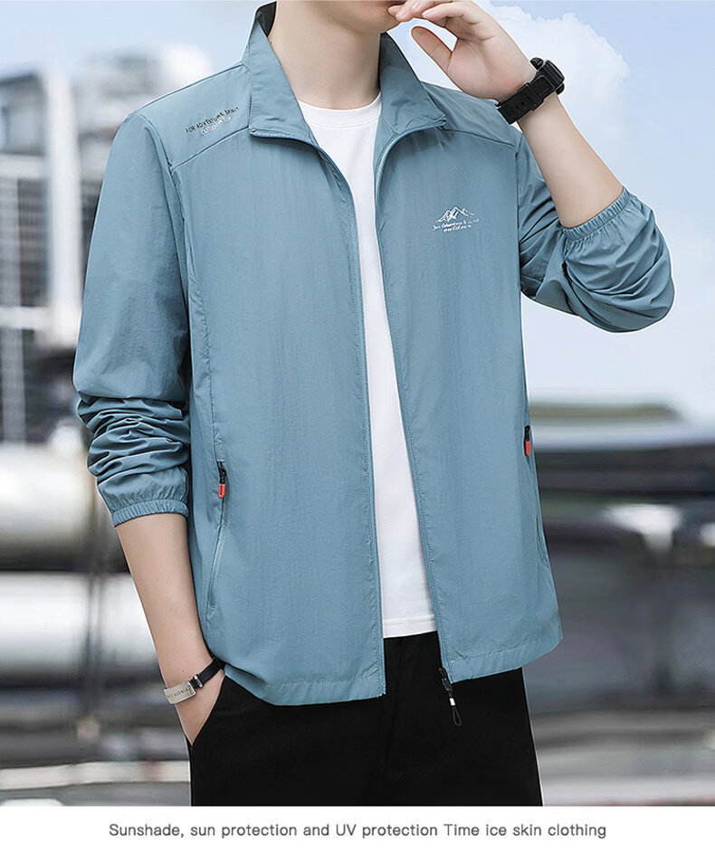 RED DRAGONFLY Men's Sunscreen Jacket Fashion Simple UPF50+ Cooling Lightweight Breathable Comfortable Versatile Skin Jacket 21