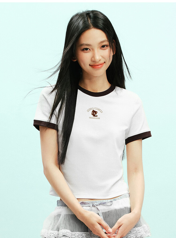 Semir Cooling T-Shirt | Luo Xiaohei Short Sleeve T-Shirt for Women Summer Short Color-Block Slim Fit Shoulder 2026 Top 109326100015 8