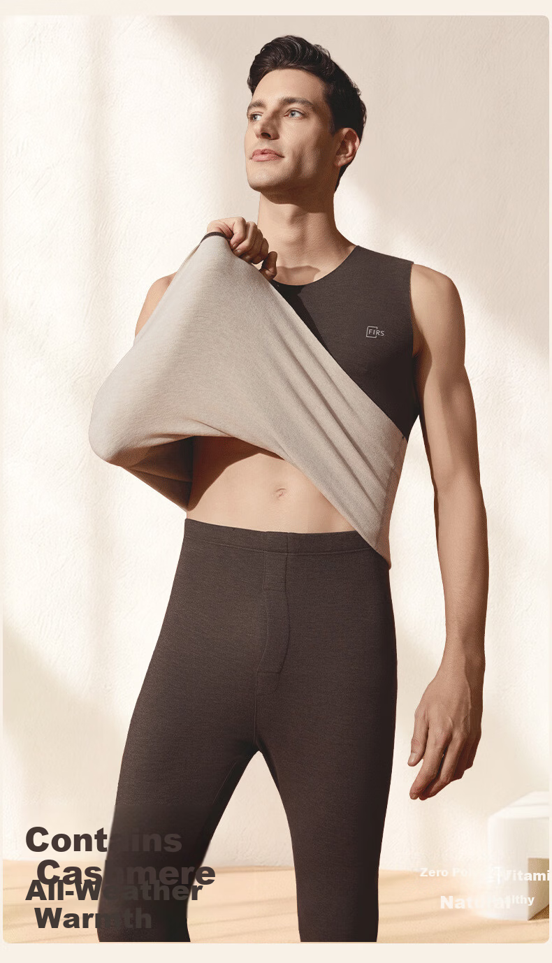 FIRS 0 Polyester De Rong Heating 25th Anniversary New Men's Thermal Vest Autumn Winter Fleece Thickened Cashmere Silk 2