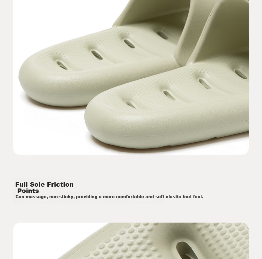 Puxi Summer Bathroom Slippers Indoor Water-Draining EVA Non-Slip Shower Home Cloud White Size 38-39 12