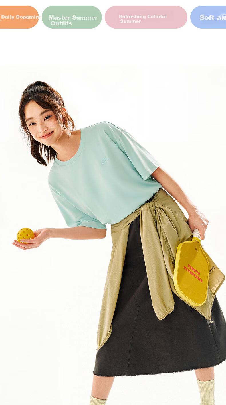 Anta Casual Short Sleeve T-Shirt Unisex Summer Simple Solid Color Crew Neck Sports Base Shirt Loose Fit Couple Top 15
