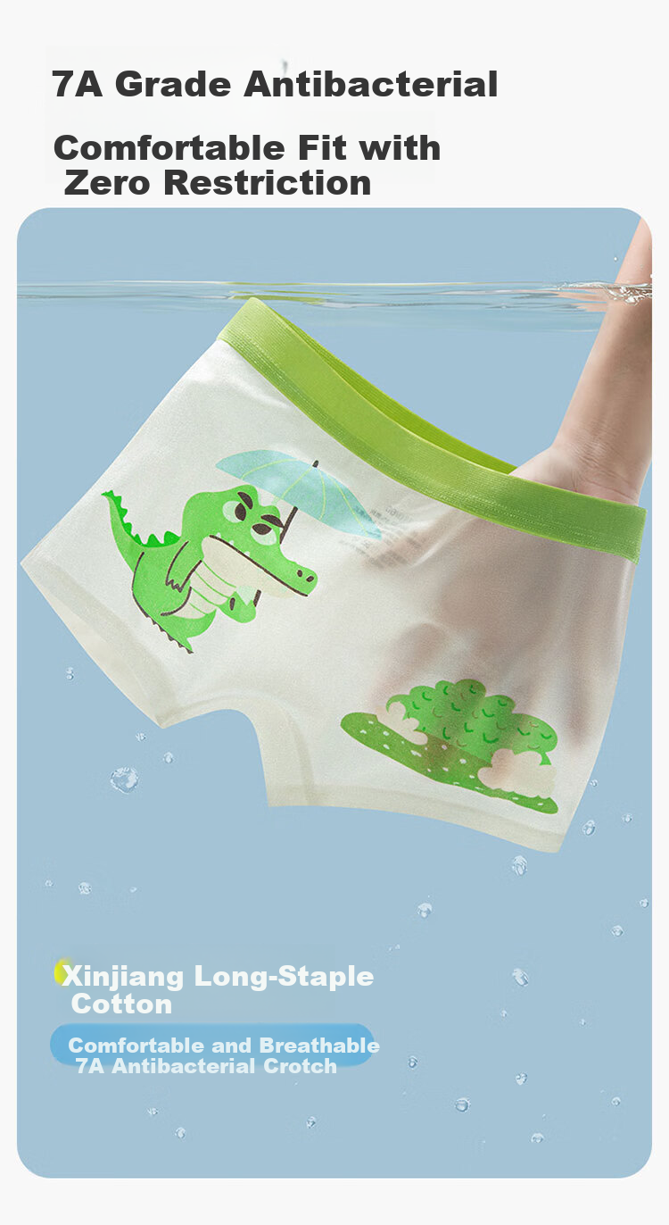 Hodo Kids Antibacterial Boys' Breathable Boxer Briefs Cute Little Fox 140 6