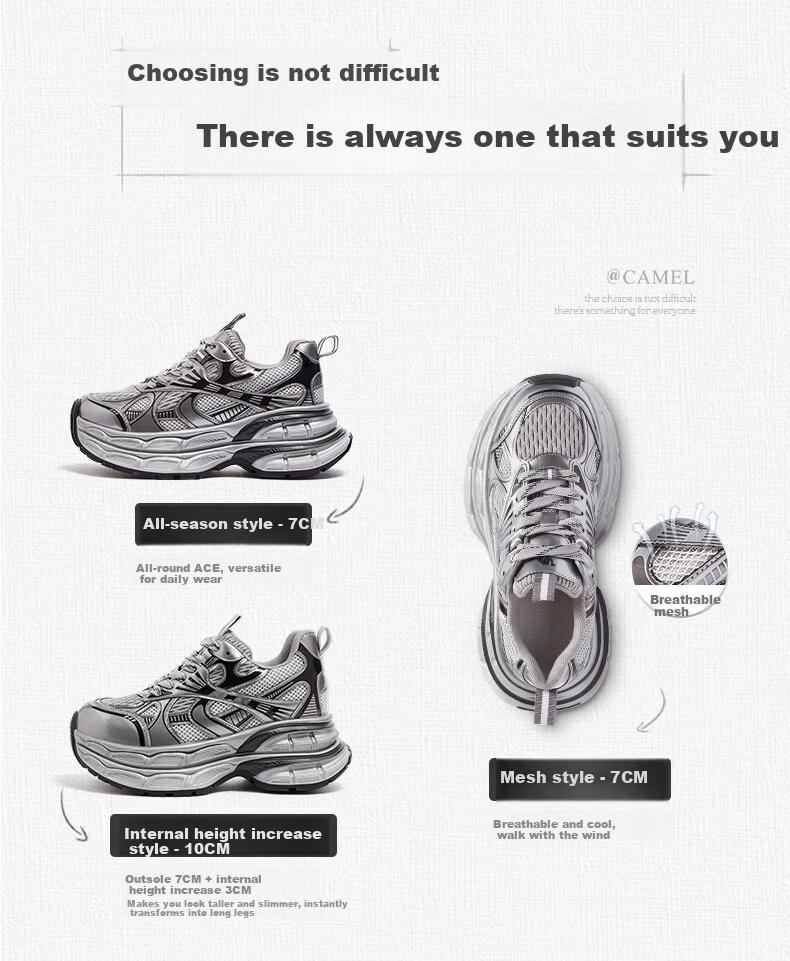 CAMEL Silver Moon Outdoor Retro Dad Shoes Thick Sole Casual Shoes L24A283742A Coffee/Green (Women's) Size 39 8