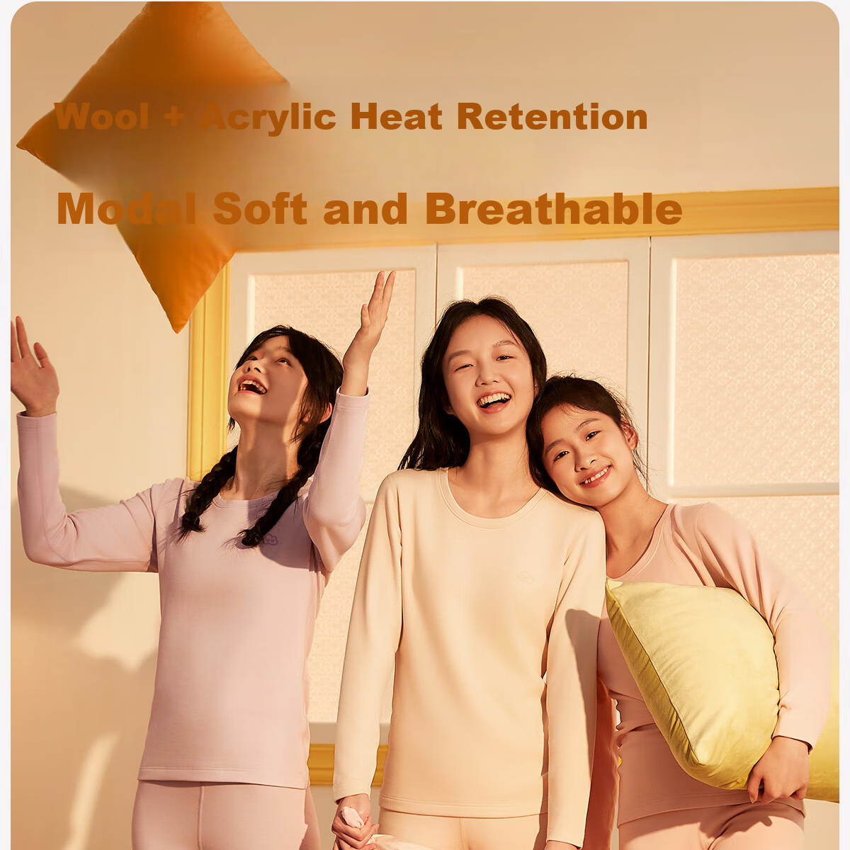 COCO SMART Girls' Thermal Underwear Set, Thickened Fleece Lined, Heat Retaining, Anti-Cold Autumn Base Layer for Middle School Students 2