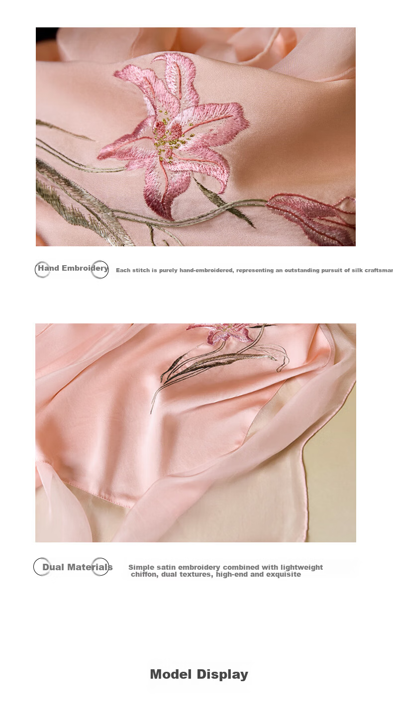 Embroiderer Silk Mulberry Silk Genuine Silk Su Embroidery Scarf Gift Box High-End Women's Shawl Scarf Birthday Gift for Elders and Mom 6