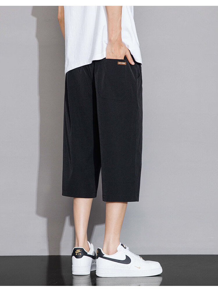 ROMON Men's Summer Thin Loose Casual Straight Five-Point Shorts Breathable Cool Black M 5