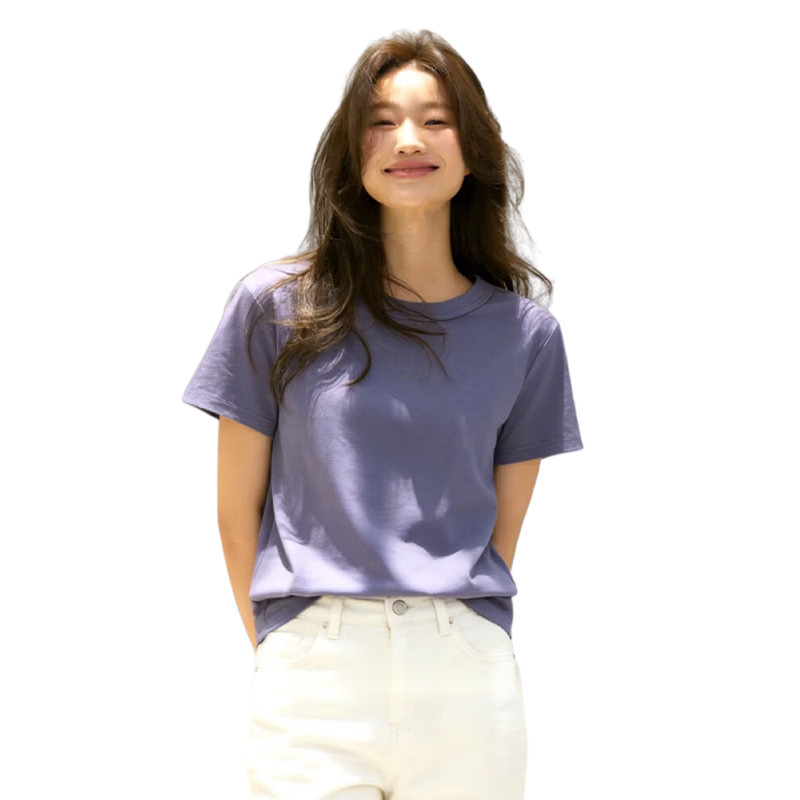JD FASHION 50s Premium Liquid Ammonia Women's T-Shirt Crew Neck Shoulder Short Sleeve Apparel Genuine 50% Off Women's Clothing 26 New Arrival