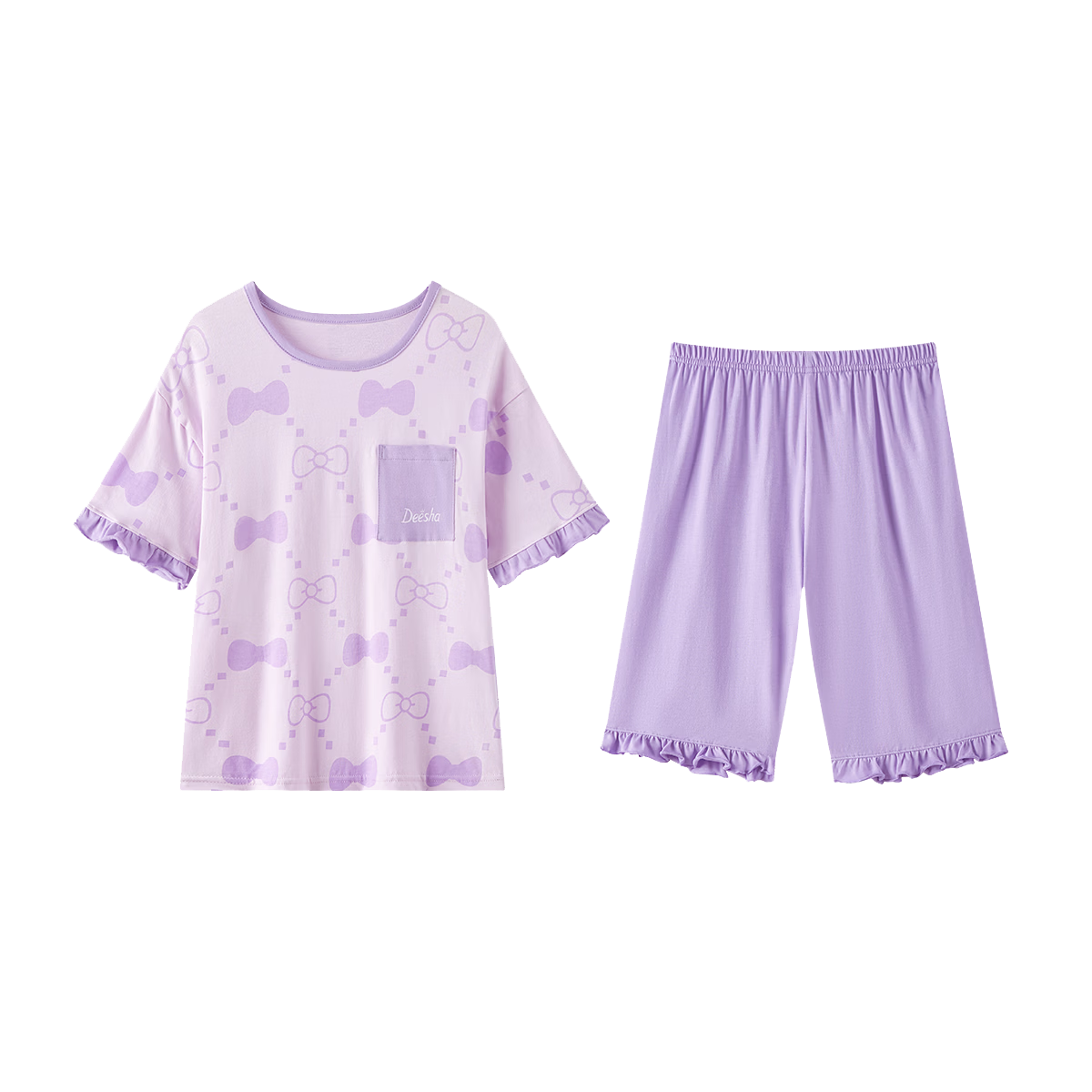 DEESHA [7A Antibacterial Cotton] Girls' Spring And Summer Short-Sleeve Shorts Pajama Set, Baby Two-Piece Sleepwear