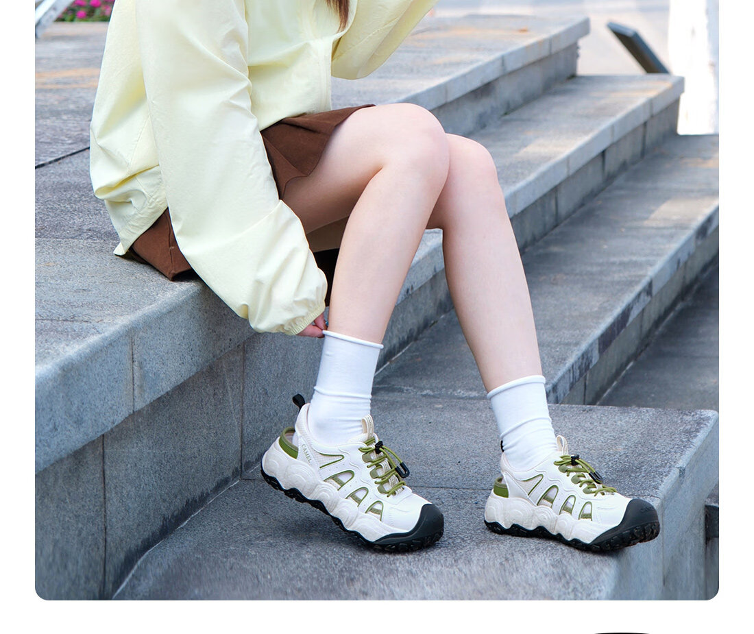CAMEL Lemon Cute Outdoor Women's Hollow Sandals Thick Sole Beach Sports Shoes L26M202032 Beige/Gray 37 1