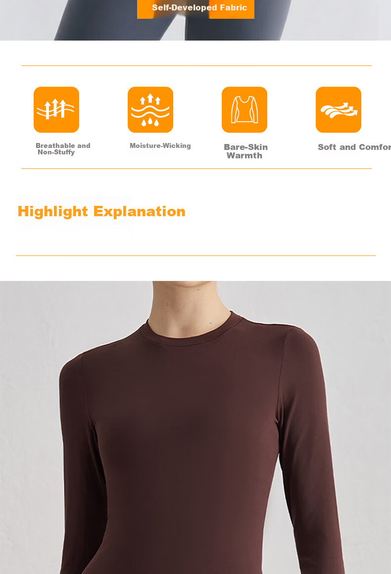 LangSha Women's Long Sleeve Round Neck Slim Fit Knit Top Autumn Winter Base Layer Shirt 2