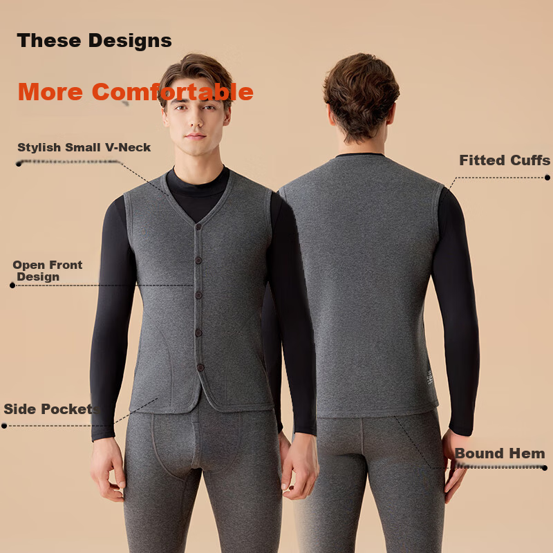 MiiOW Men's Thermal Underwear Fleece Thickened Warm Vest 420g Base Layer Shirt for Men