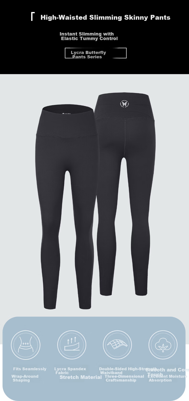 LangSha Women's Sharkskin Lycra 7A Antibacterial Fleece-Lined Thickened Winter New Seamless Yoga Thermal Leggings Carbon Gray 16