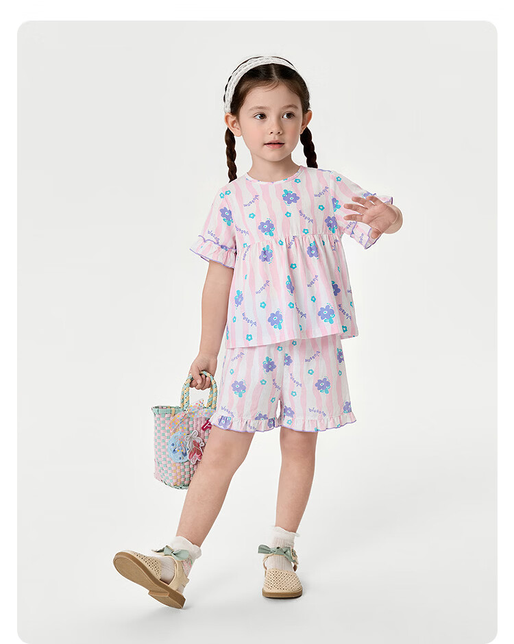 Balabala Baby Summer Pajama Set Air-Conditioned Clothing Anti-Cold Children's Homewear Lightweight Cool Comfortable 24