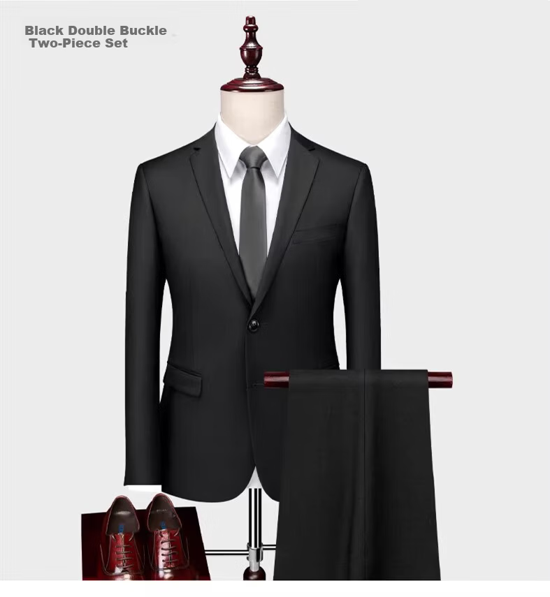 ROMON Men's Slim Fit Business Suit Groom Wedding Tuxedo Black 2XL 10