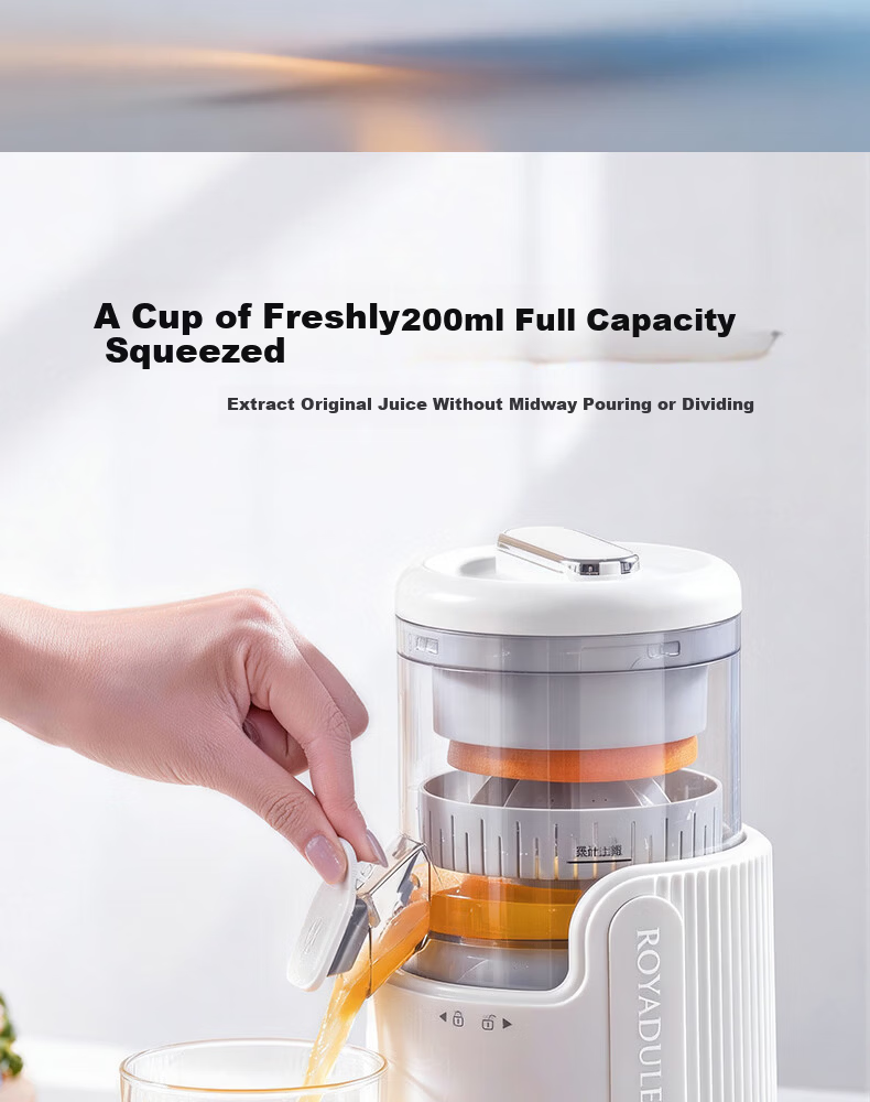 Loya Juicer Pulp Separation Fully Automatic Small Household Juicer Electric Orange Juicer Portable Wireless No-Filter Press Juicer White (Double Screw Press) 15