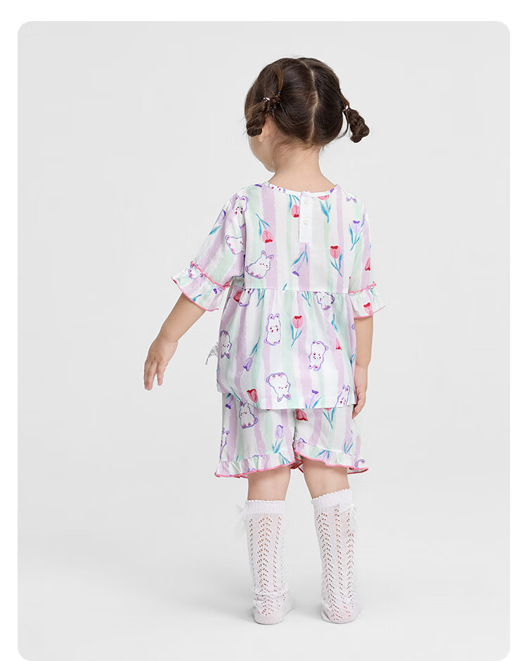 Balabala Baby Summer Pajama Set Air-Conditioned Clothing Anti-Cold Children's Homewear Lightweight Cool Comfortable 22
