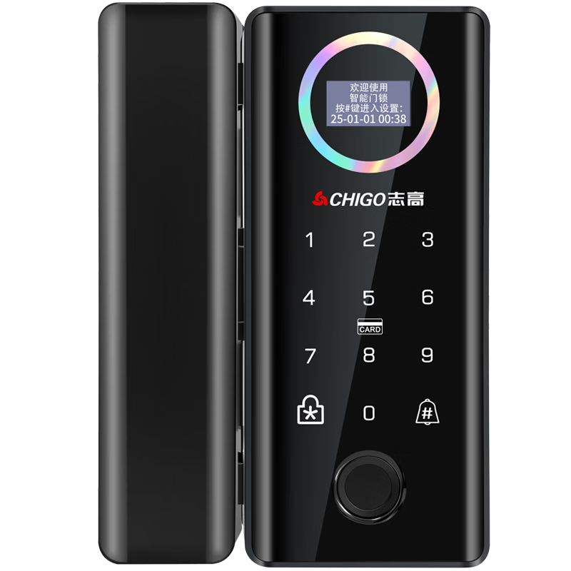 CHIGO Glass Door Fingerprint Password Lock No Drilling Office Shop Single Door Double Open Floor-Free Electronic Smart Waterproof Lock