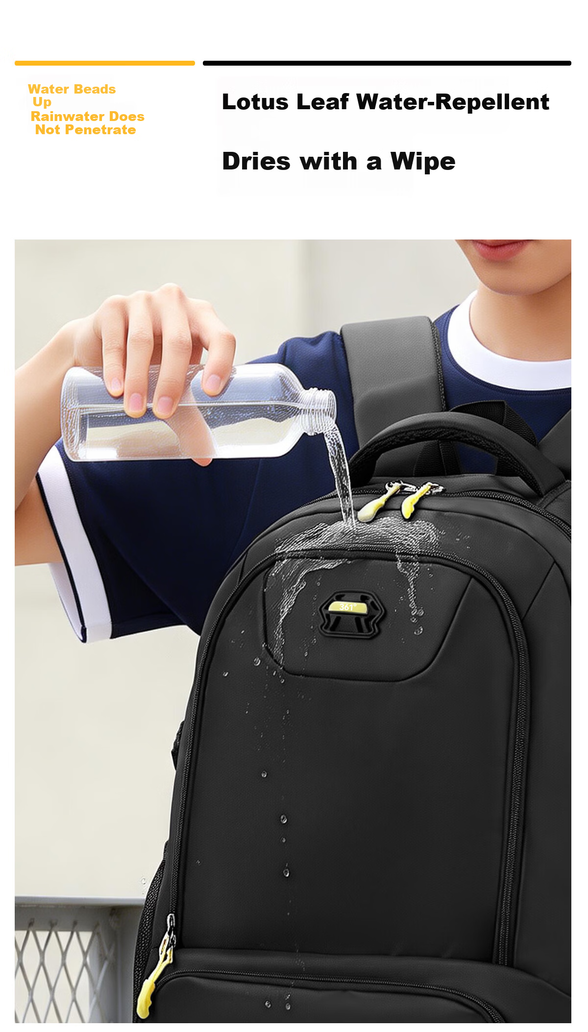 361° Large Capacity Boys' School Backpack for Middle and High School Students, Pressure-Relief Ergonomic Anti-Sagging Lightweight Primary School Student Shoulder Bag 11