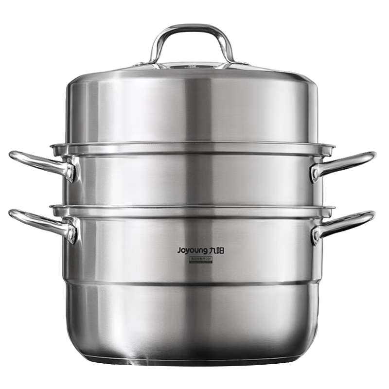 Joyoung 30CM 3-Layer 304 Stainless Steel Steamer Pot Large Capacity Soup Cooker for Home Use Compatible with Gas and Induction Stoves