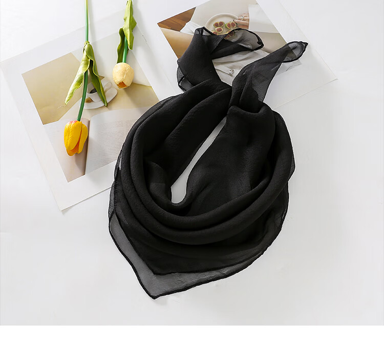 Hangsi Mansion Pure Color Custom Mulberry Silk Scarf Silk Pearl Gauze Square Scarf Birthday Gift for Mom Women's Festival 33