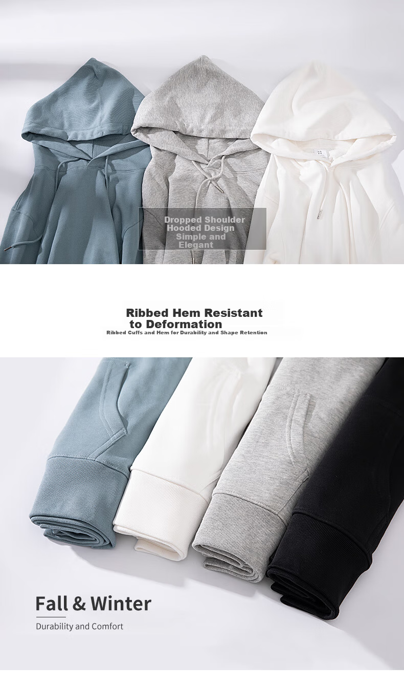 Langsha Women's Hooded Sweatshirt Spring Autumn Thick Casual Versatile Sports Loose Fit Long Sleeve Couple Jacket 8