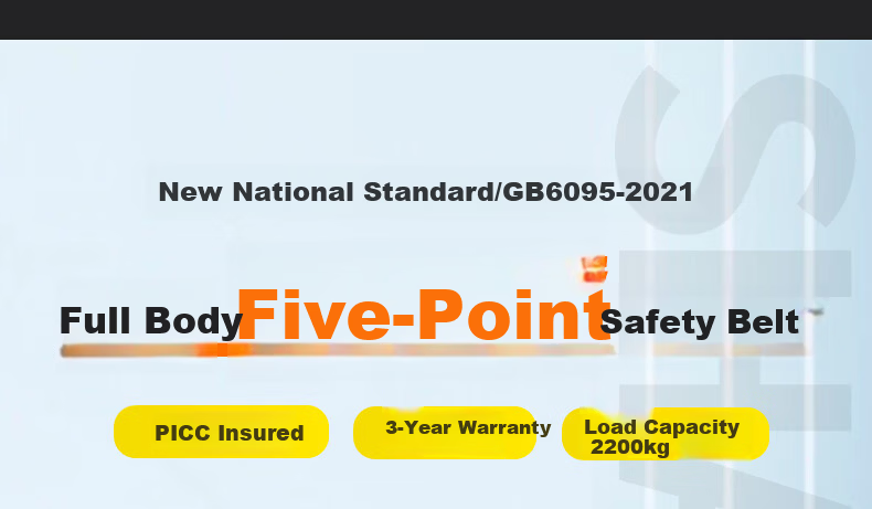 Shandouao Five-Point Safety Harness Fall Protection Rope for High-Altitude Work AD9026 Double Large Hooks 3m 1
