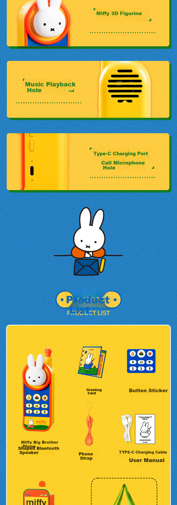 MARtube Miffy Big Brother Mobile Phone Speaker Bluetooth Wireless Portable High-Quality Collaborative Desktop Ornament Gift for Children Adults 18-Year-Old Girls Birthday Gift 5