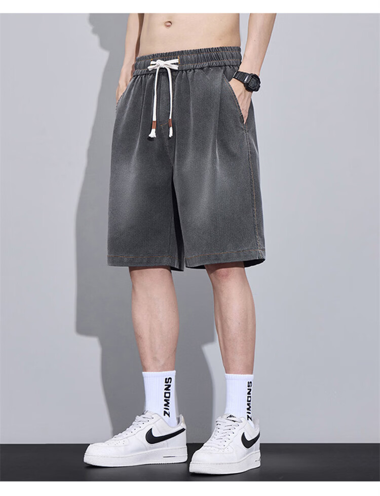 JEEP SPIRIT Men's Summer Thin Ice Silk Casual Shorts Loose Straight American Style Five-Point Pants Dark Gray L 12