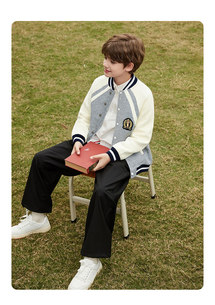 YEEHOO Boys' Jacket, Children's Baseball Uniform, Big Kids' Sweatshirt, Preppy Style Cool Sportswear Autumn Wear, Blue, Size 140 11