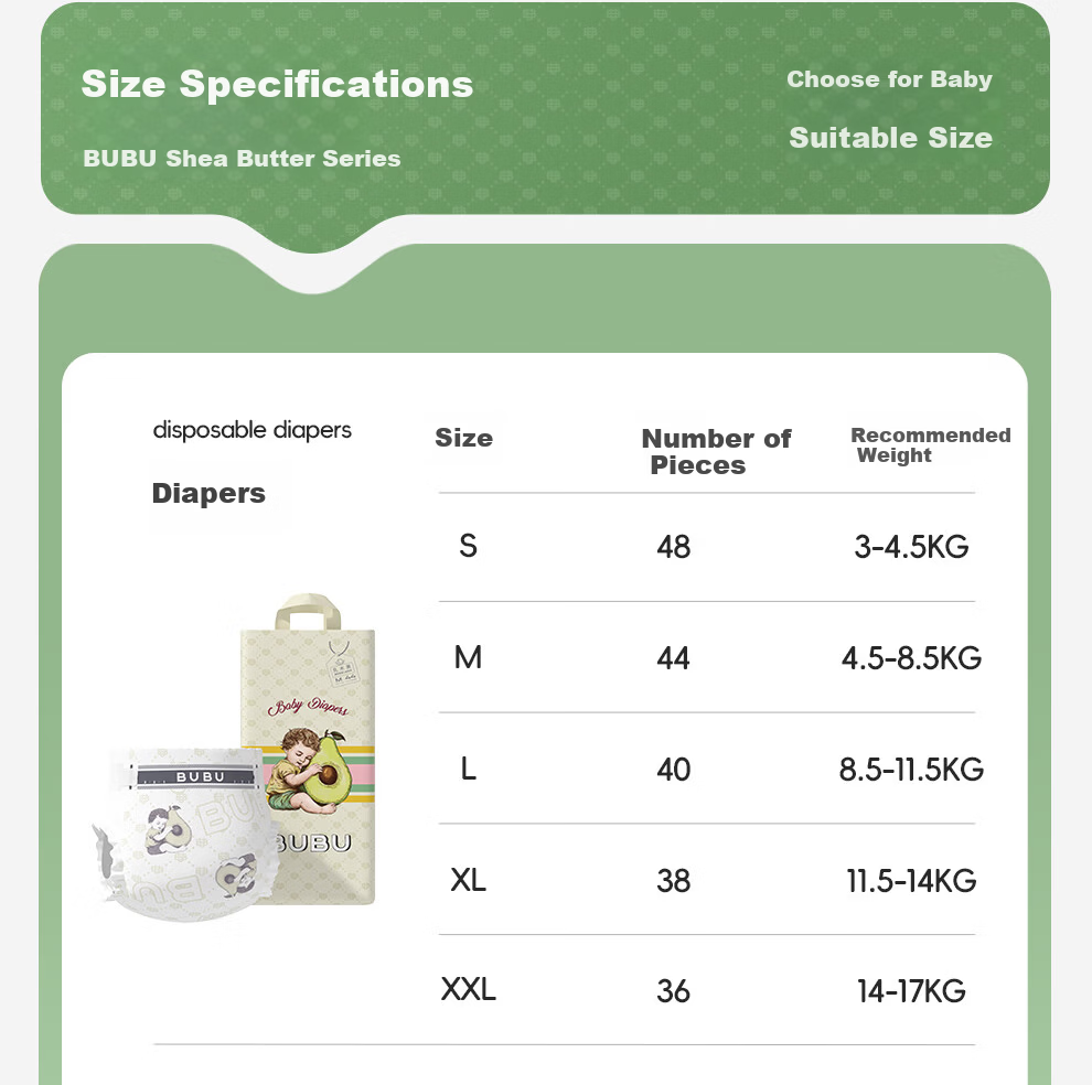 BUBU Shea Butter Diapers L80 (8.5-11.5KG) Breathable Ultra-Thin Toddler Pants Baby Hip Protection Diapers 2
