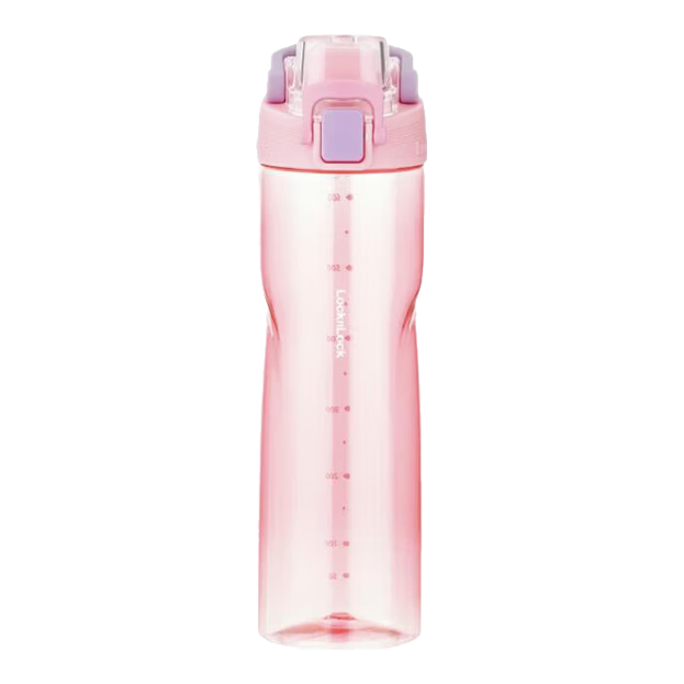 LOCK&LOCK Plastic Sports Water Bottle with Handle, Portable Summer Cup for Men And Women, 700ML Light Pink
