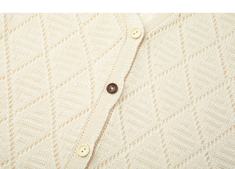 Demana [With Mulberry Silk/Sheep Wool] Summer V-Neck Diamond Pattern Hollow Jacquard Sleeveless Knit Top for Women Premium Feel 13