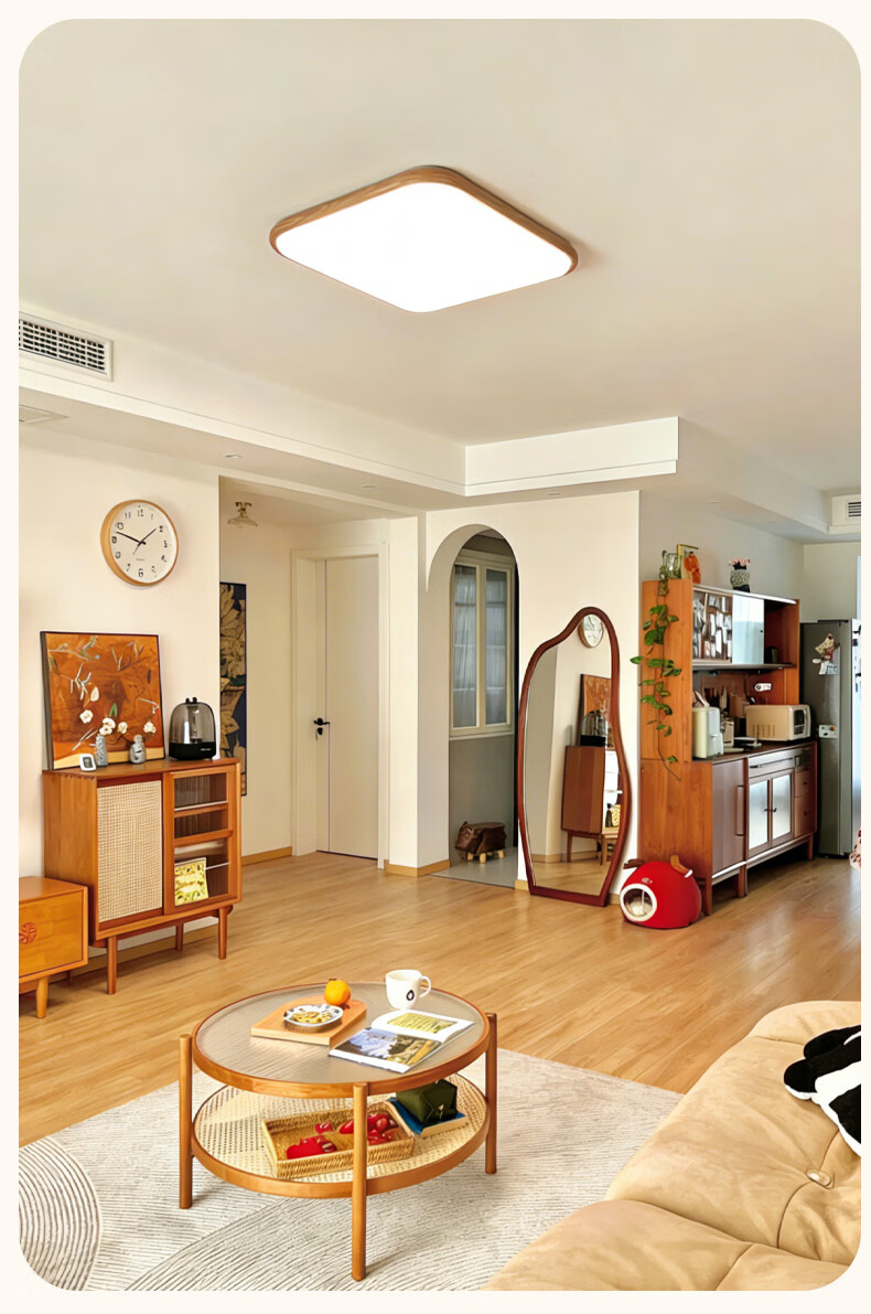 ASUS Lighting AI Voice-Controlled American Cree Eye-Care Bedroom Ceiling Light Japanese Style Wood Grain New Cream Eye-Care Round Lamp 29