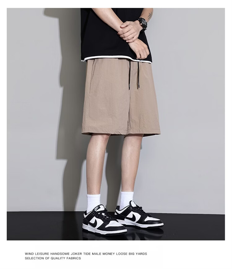 GLM Men's Summer Thin Ice Silk Casual Shorts Loose Sports Beach Mid-Length Pants 20